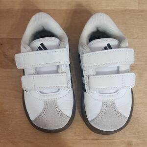 adidas Kids White and Gray Velcro Sneakers